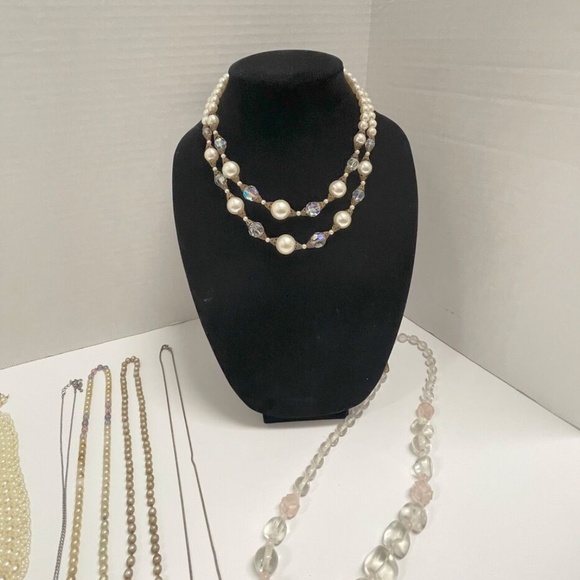 10 Pc Necklaces Crystal Bead Cameo Vintage Jewelry Lot - Picture 10 of 14